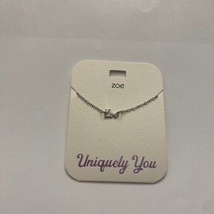 NWT Zoe Personalized Name Silver Pendant 16-20" Necklace Uniquely You